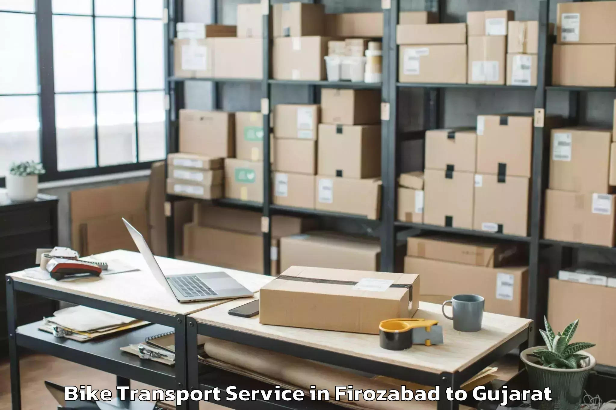 Reliable Firozabad to Gussar Bike Transport